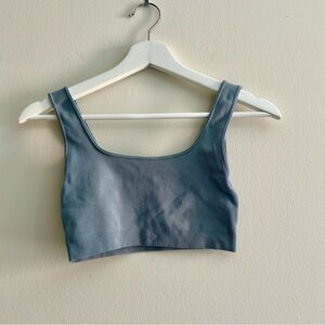 SET Active Blue Sports Bra SculptFlex Box Cut Square Neck Rain Active Ribbed